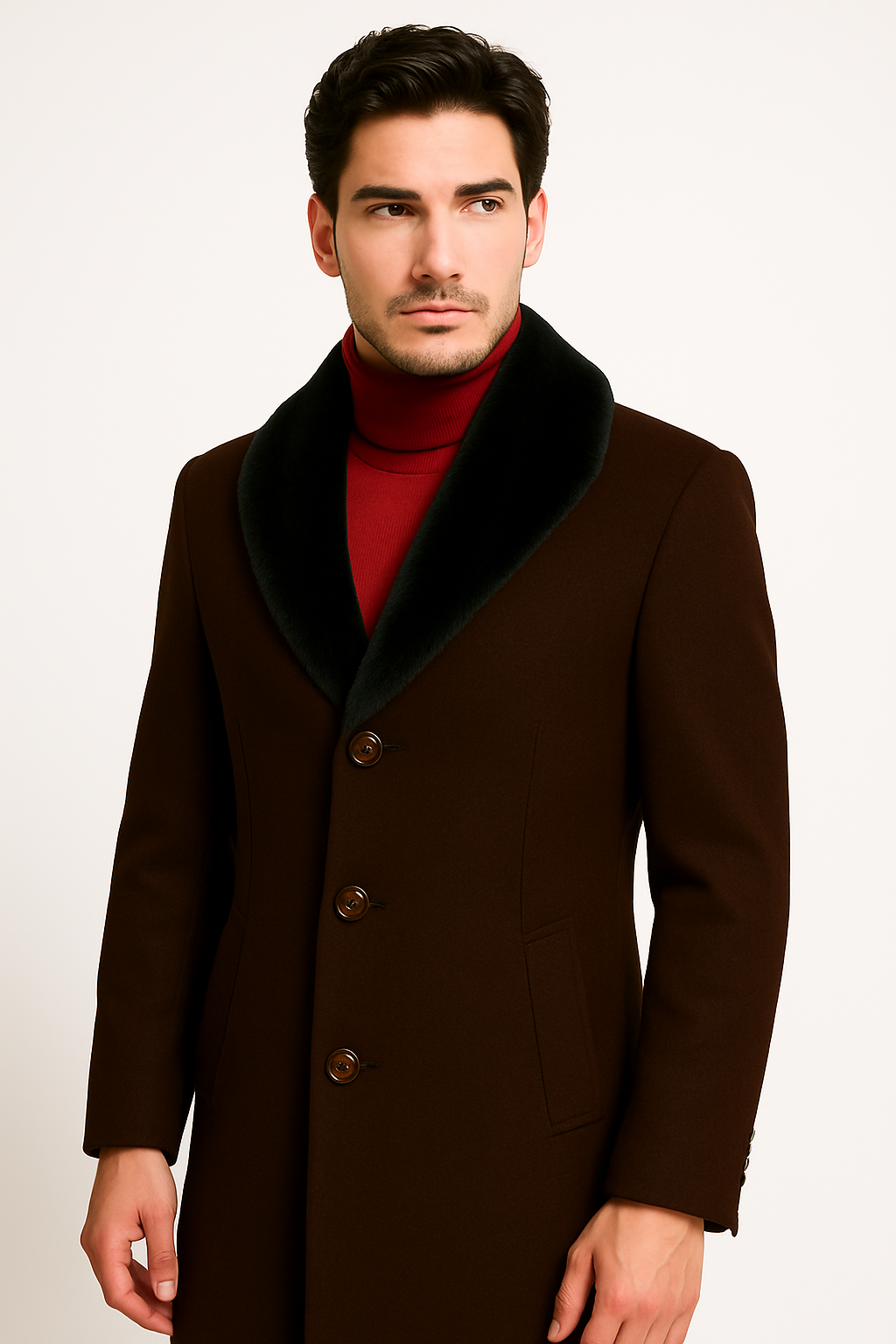 Men's Big And Tall Overcoat Long Men's Dress Topcoat - Winter coat 4XL 5XL 6XL Dark Brown