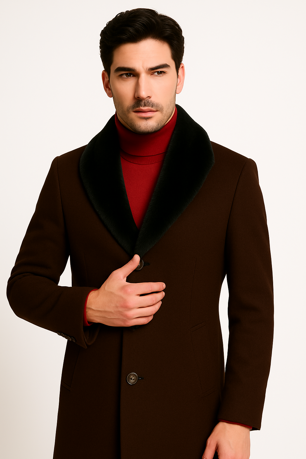 Men's Big And Tall Overcoat Long Men's Dress Topcoat - Winter coat 4XL 5XL 6XL Dark Brown