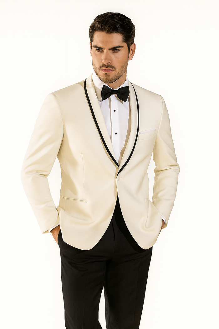 Men's One Button Ivory Tuxedo Suit