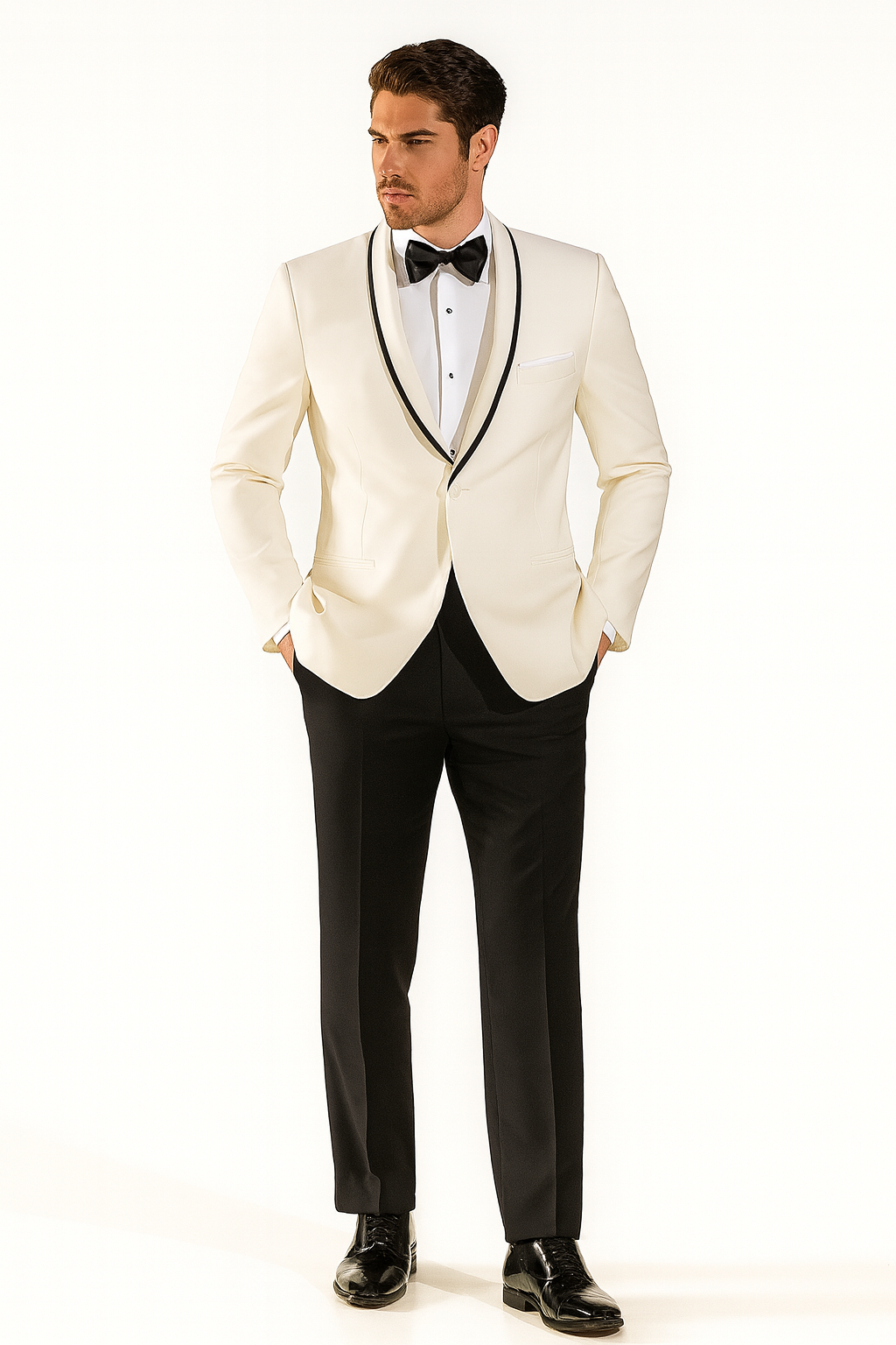 Men's One Button Ivory Tuxedo Suit