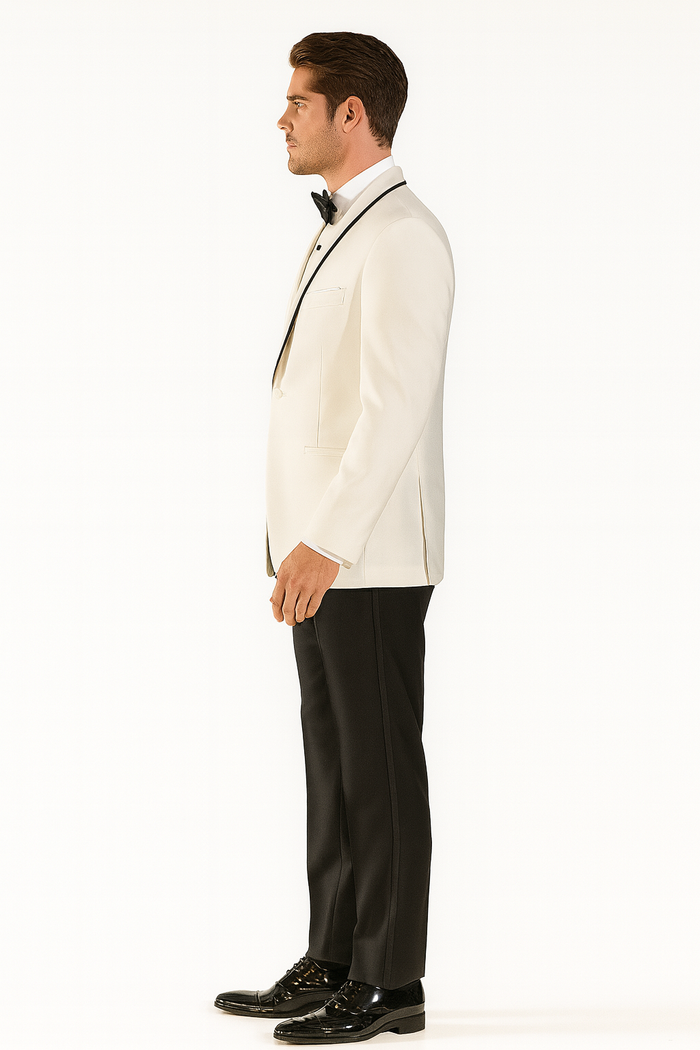 Men's One Button Ivory Tuxedo Suit