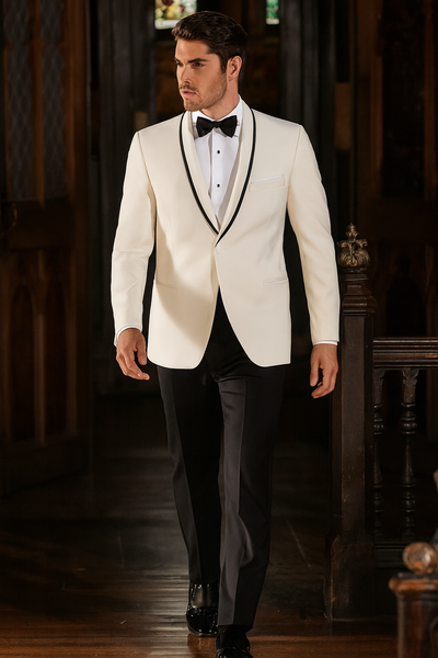 Men's One Button Ivory Tuxedo Suit