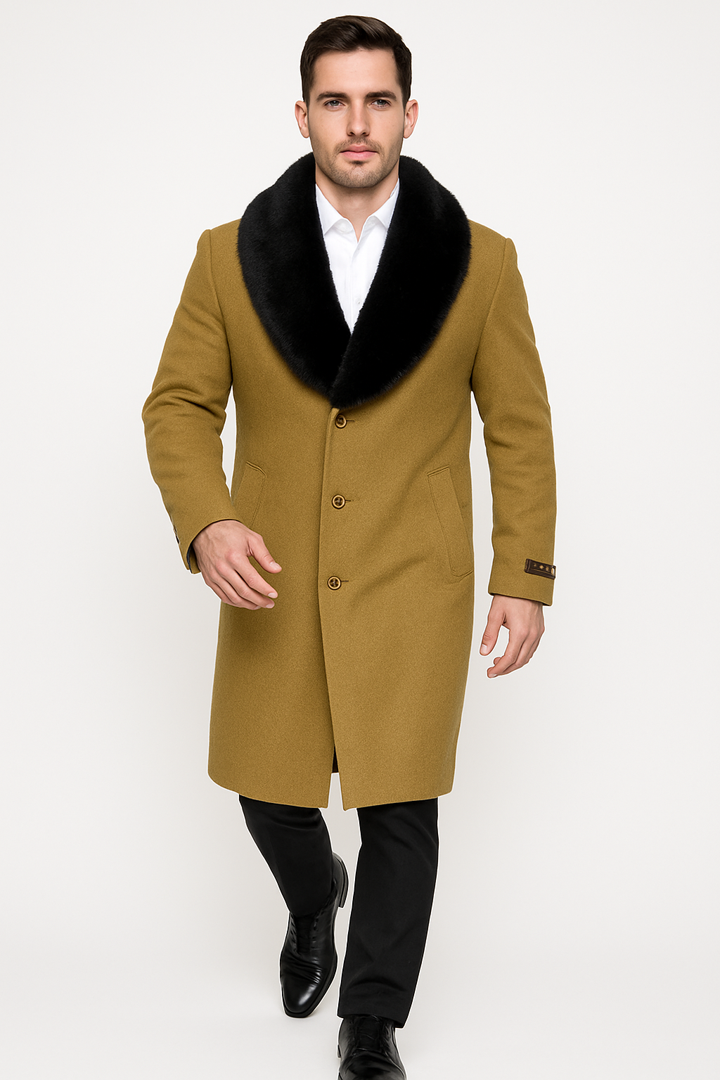 Men's Big And Tall Overcoat Long Men's Dress Topcoat - Winter coat 4XL 5XL 6XL Camel