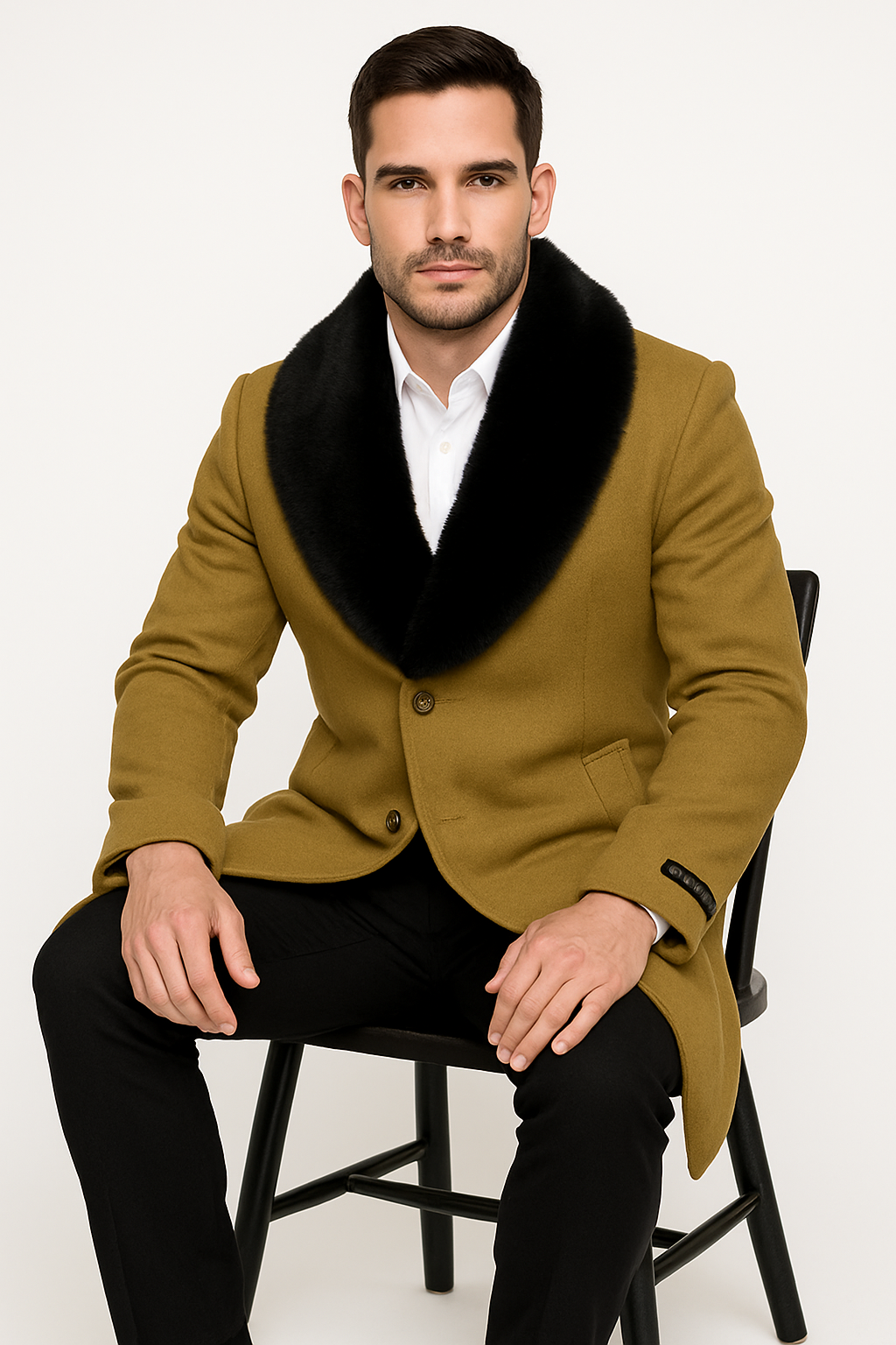 Men's Big And Tall Overcoat Long Men's Dress Topcoat - Winter coat 4XL 5XL 6XL Camel