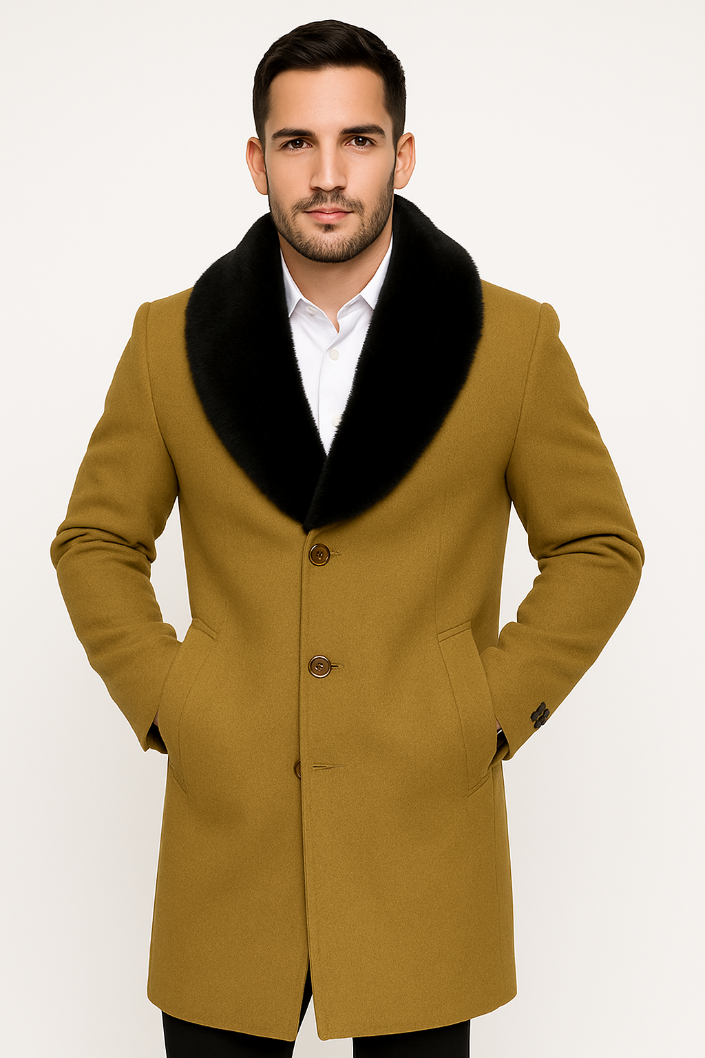 Men's Big And Tall Overcoat Long Men's Dress Topcoat - Winter coat 4XL 5XL 6XL Camel