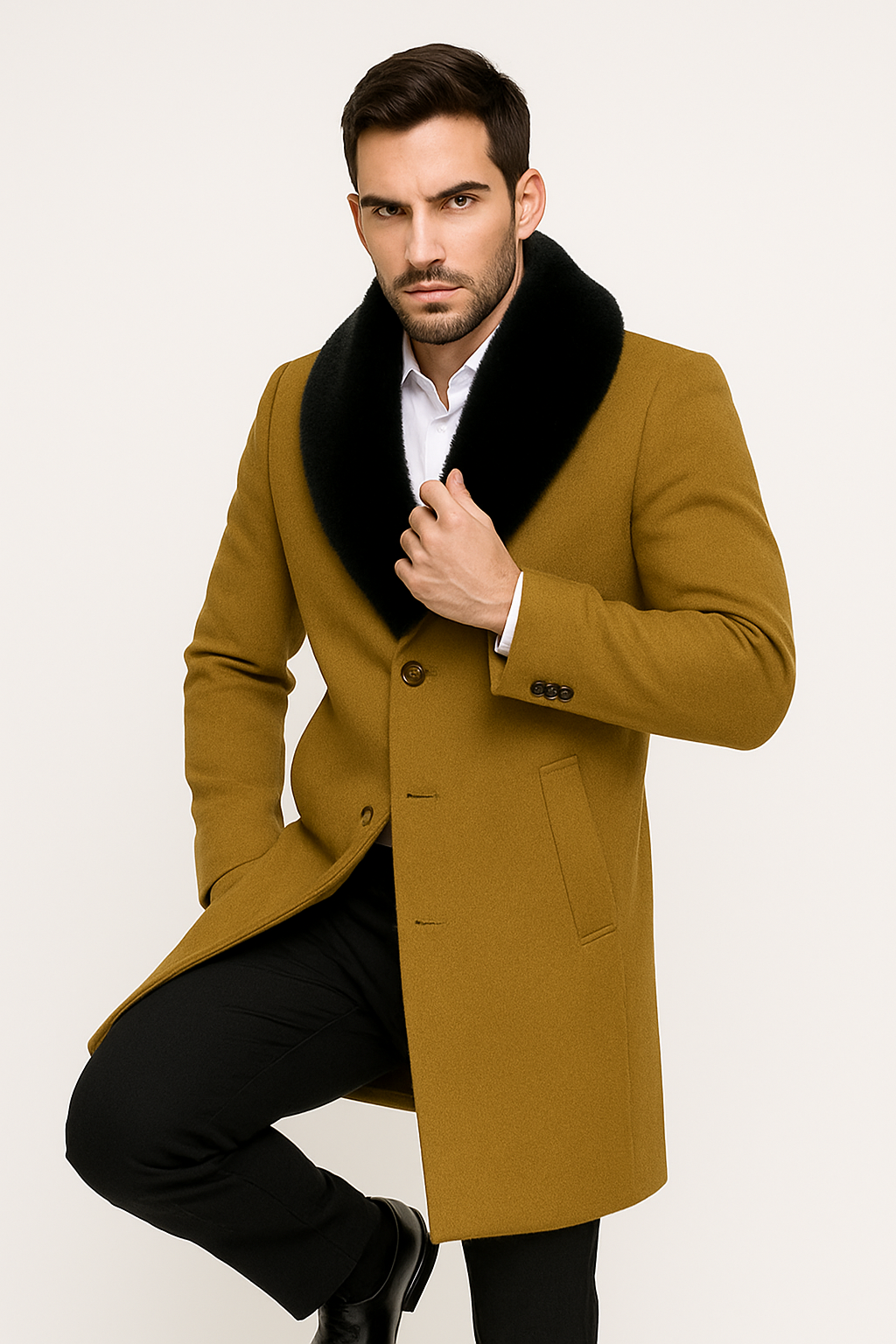 Men's Big And Tall Overcoat Long Men's Dress Topcoat - Winter coat 4XL 5XL 6XL Camel