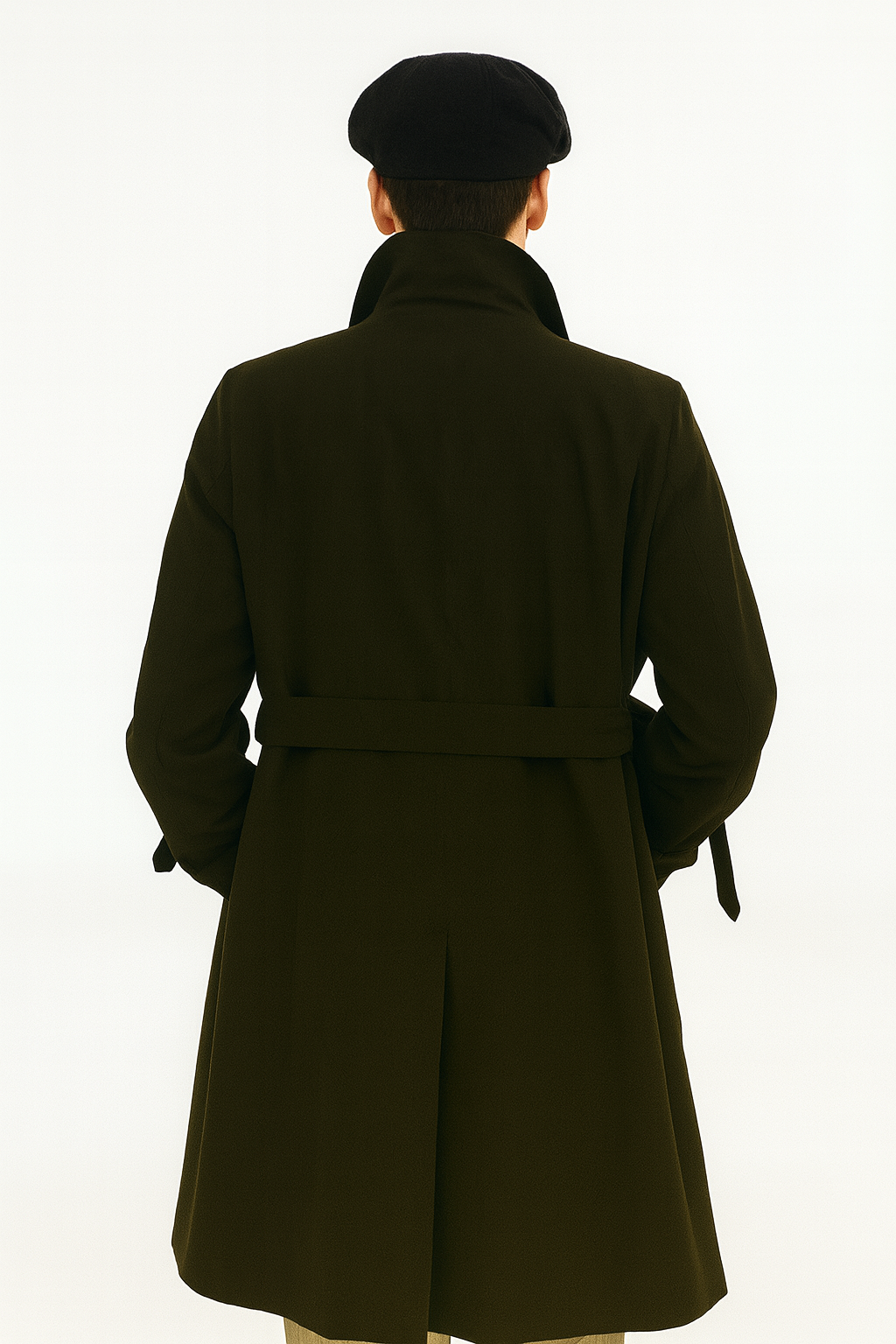 All Weather Men's Dress Coat Belted Rain Coat ~ Long full Maxi length Trench Coat Black Long Style