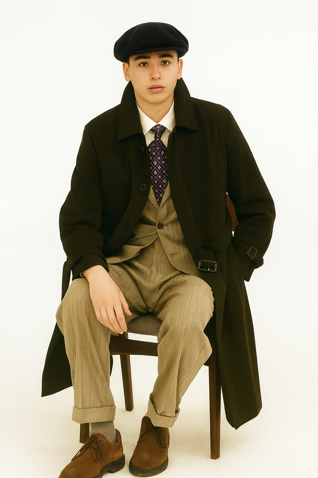 All Weather Men's Dress Coat Belted Rain Coat ~ Long full Maxi length