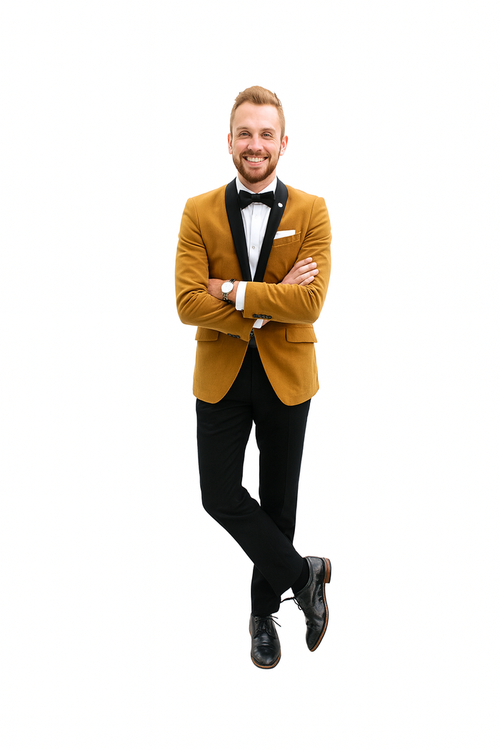 Light Brown Velvet Tuxedo + Matching Bow Tie