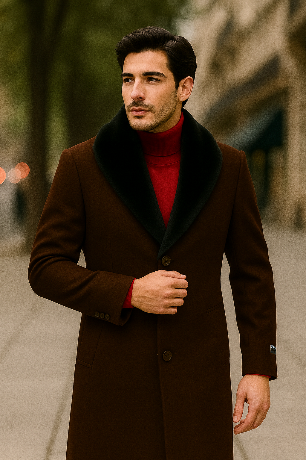 Men's Big And Tall Overcoat Long Men's Dress Topcoat - Winter coat 4XL 5XL 6XL Dark Brown