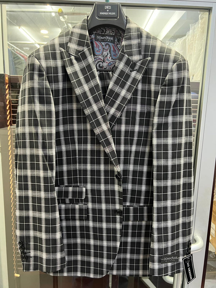Black & White Plaid Blazer - Modern Fit Sport Coat