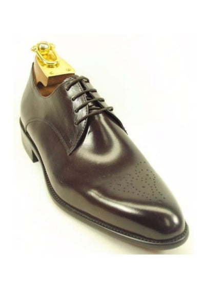 Carrucci Men's Lace Up Chestnut Genuine Calf Skin Leather Perforated Oxford Shoes