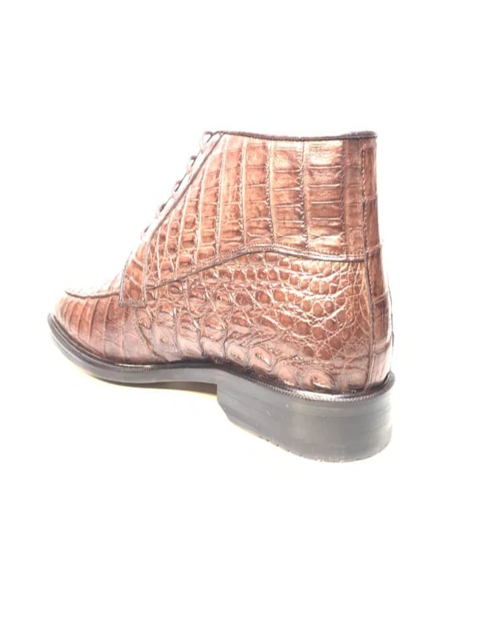 Los Altos Chocolate Brown Crocodile Lace Up Boots