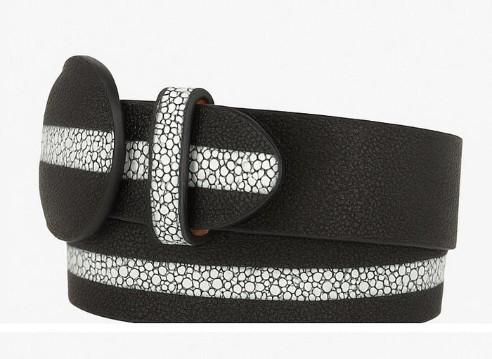 Stingray Imitation Pearl Belt Black 8C111405
