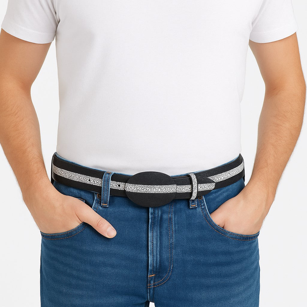 Stingray Imitation Pearl Belt Black 8C111405