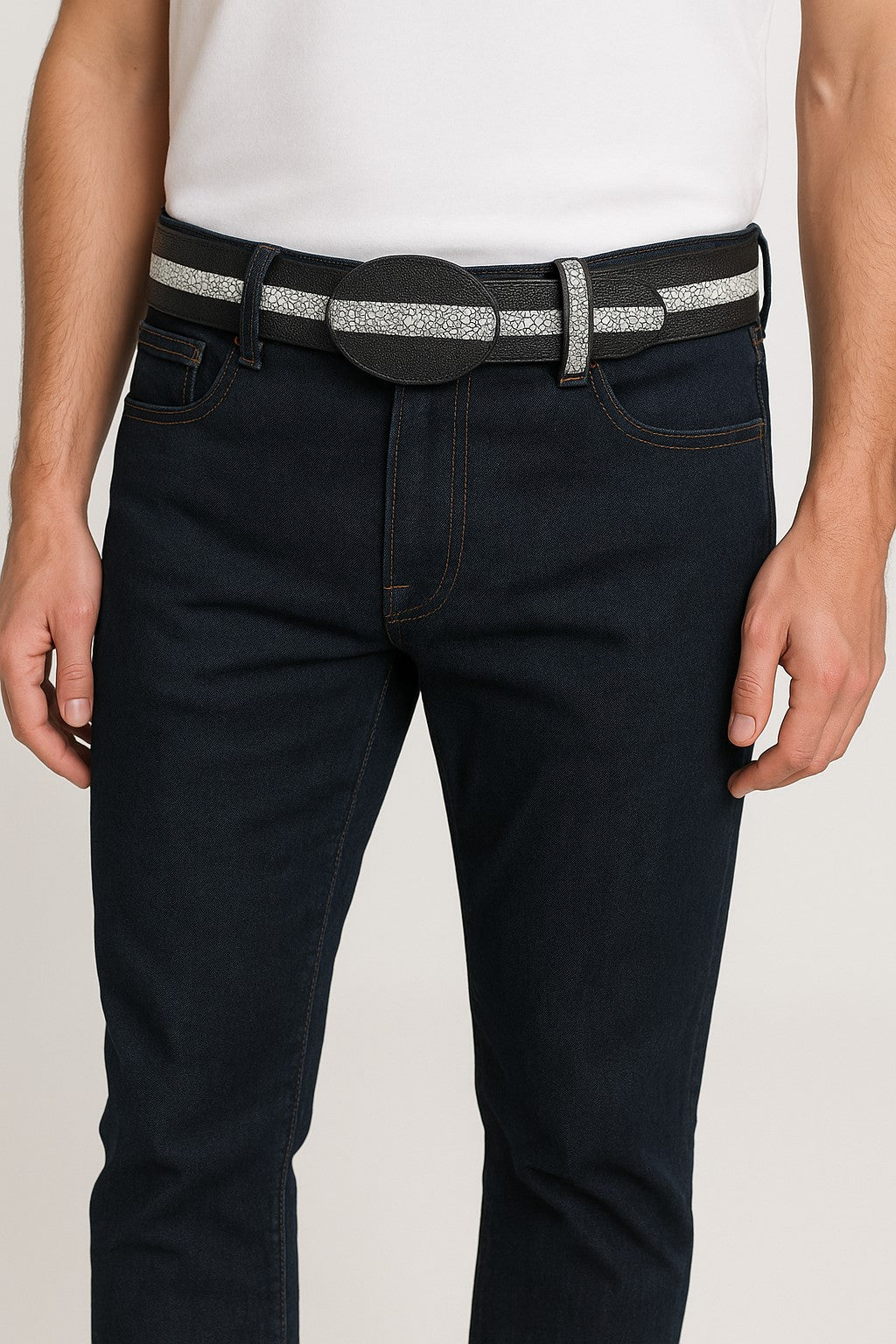 Stingray Imitation Pearl Belt Black 8C111405