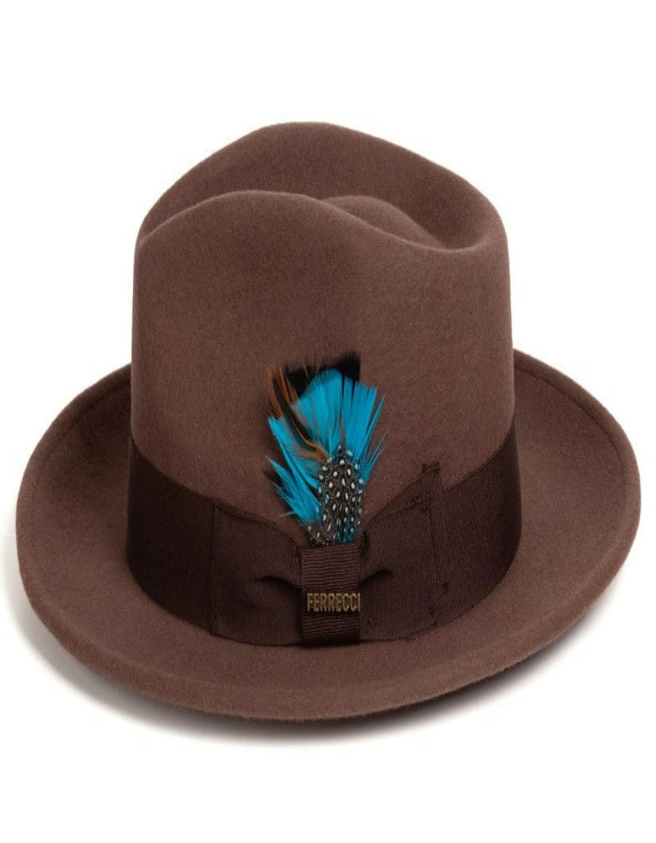 Brown 1920s Wool Fedora Dress Hat for Men