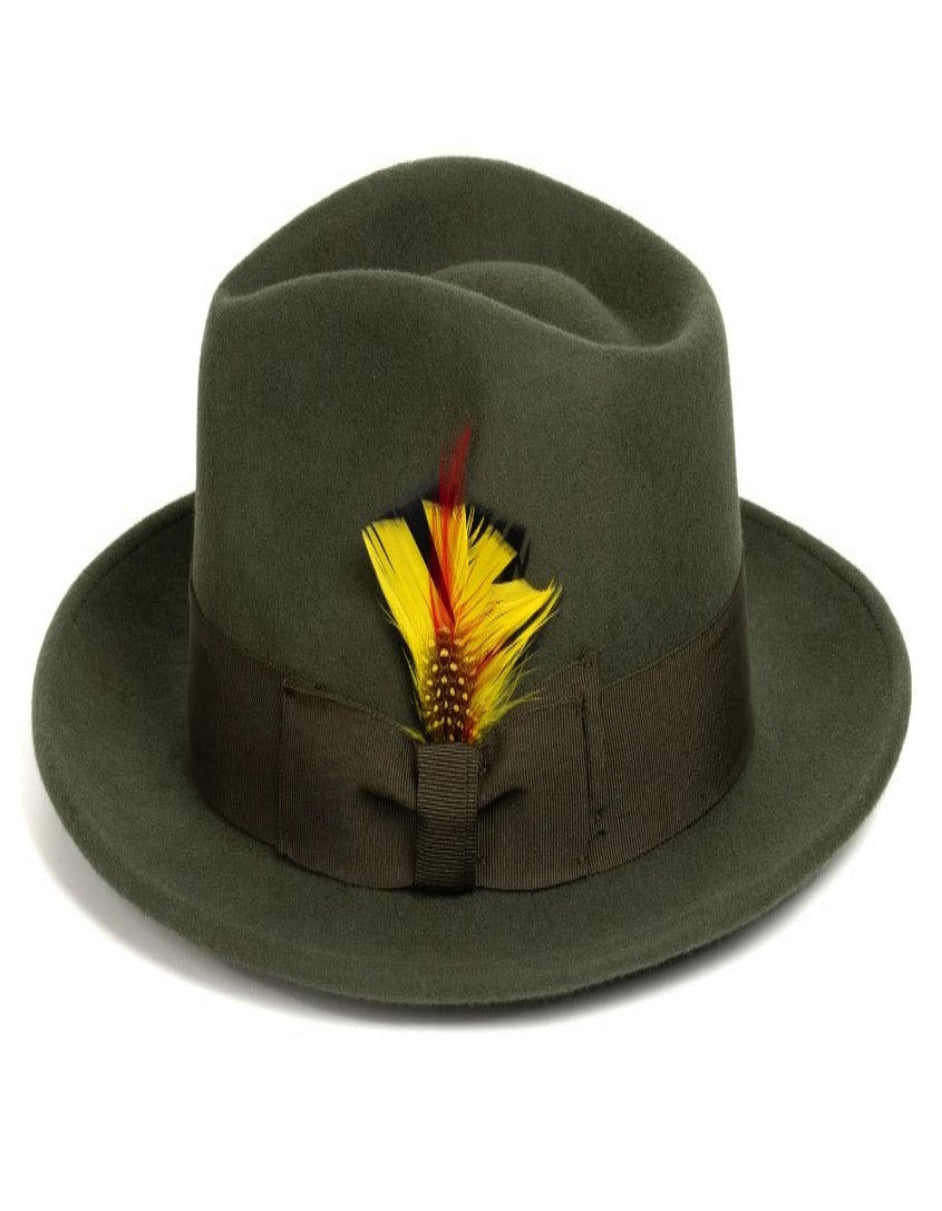 1920s Olive Green Wool Fedora Hat