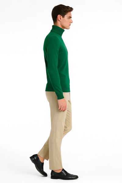 Mens Classic Emerald Green Slim Fit Turtleneck