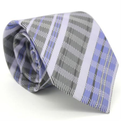 Classic Slim Purple Glen Necktie with Matching Handkerchief - Tie Set - Men's Neck Ties - Mens Dress Tie - Trendy Mens Ties