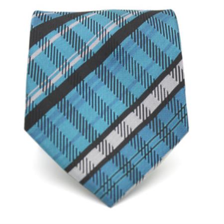 Classic Slim Tourquoise Glen Necktie with Matching Handkerchief - Tie Set - Men's Neck Ties - Mens Dress Tie - Trendy Mens Ties