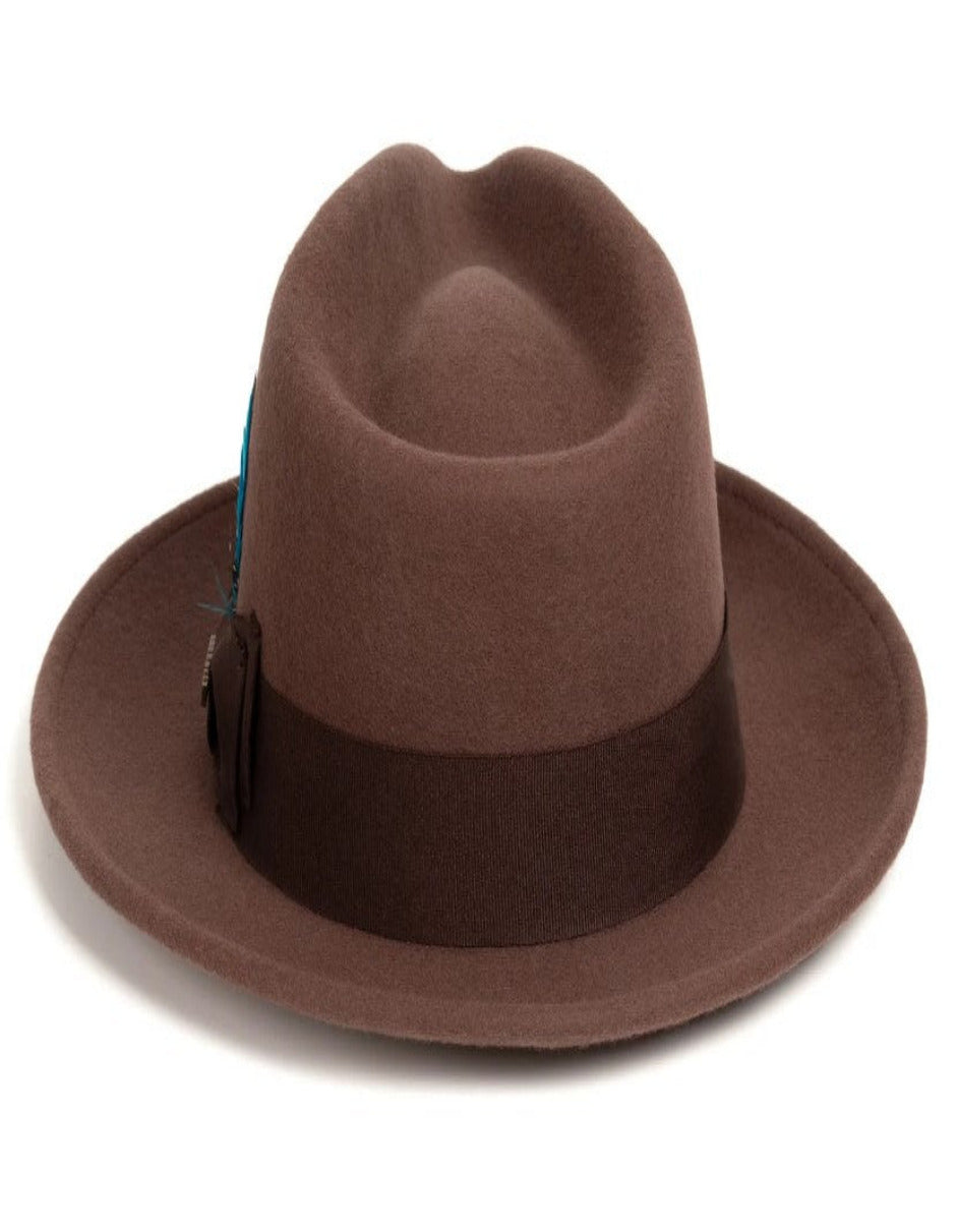 Brown 1920s Wool Fedora Dress Hat for Men