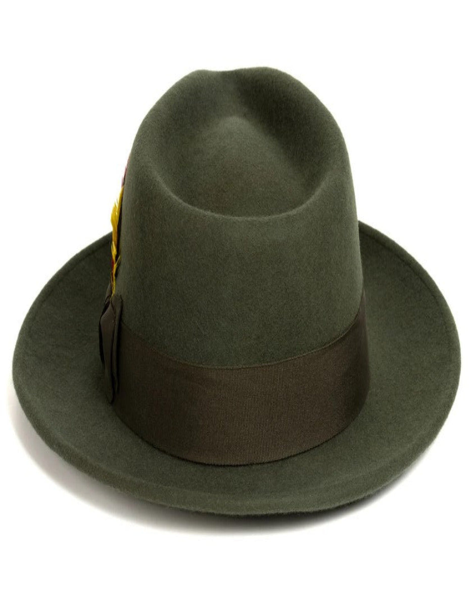 1920s Olive Green Wool Fedora Hat