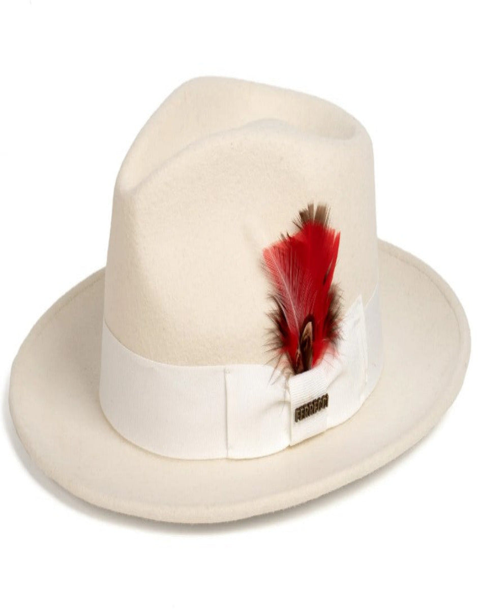 Off White 1920s Wool Fedora by Alligator Warehouse