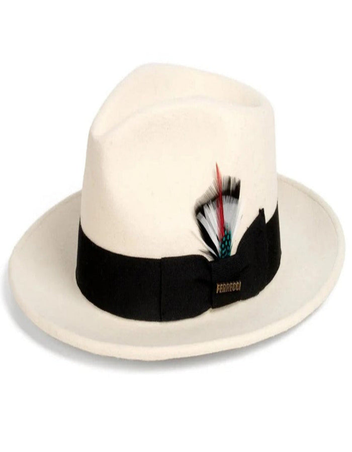1920s White and Black Fedora – Men’s Classic Wool Dress Hat