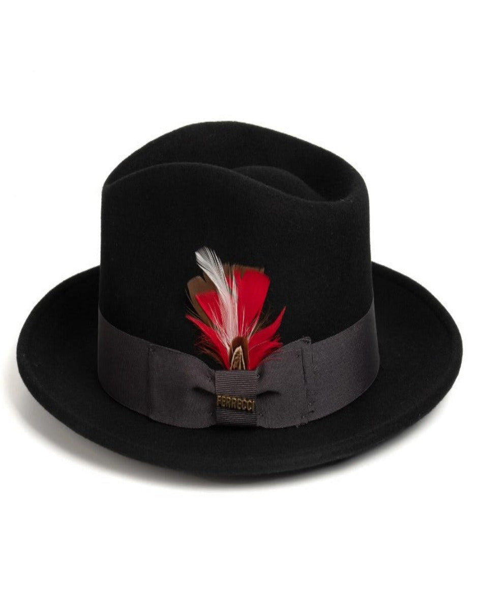 1920s Black Fedora – Men’s Classic Wool Dress Hat