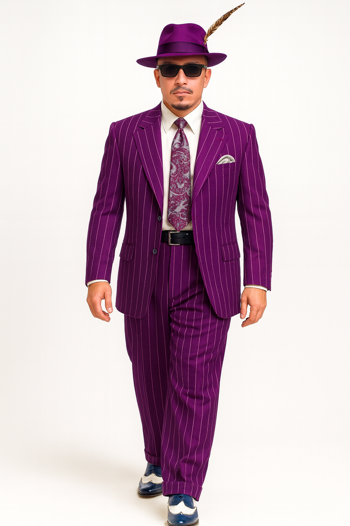 Purple Pinstripe Zoot Suit 3 Piece Vintage Outfit