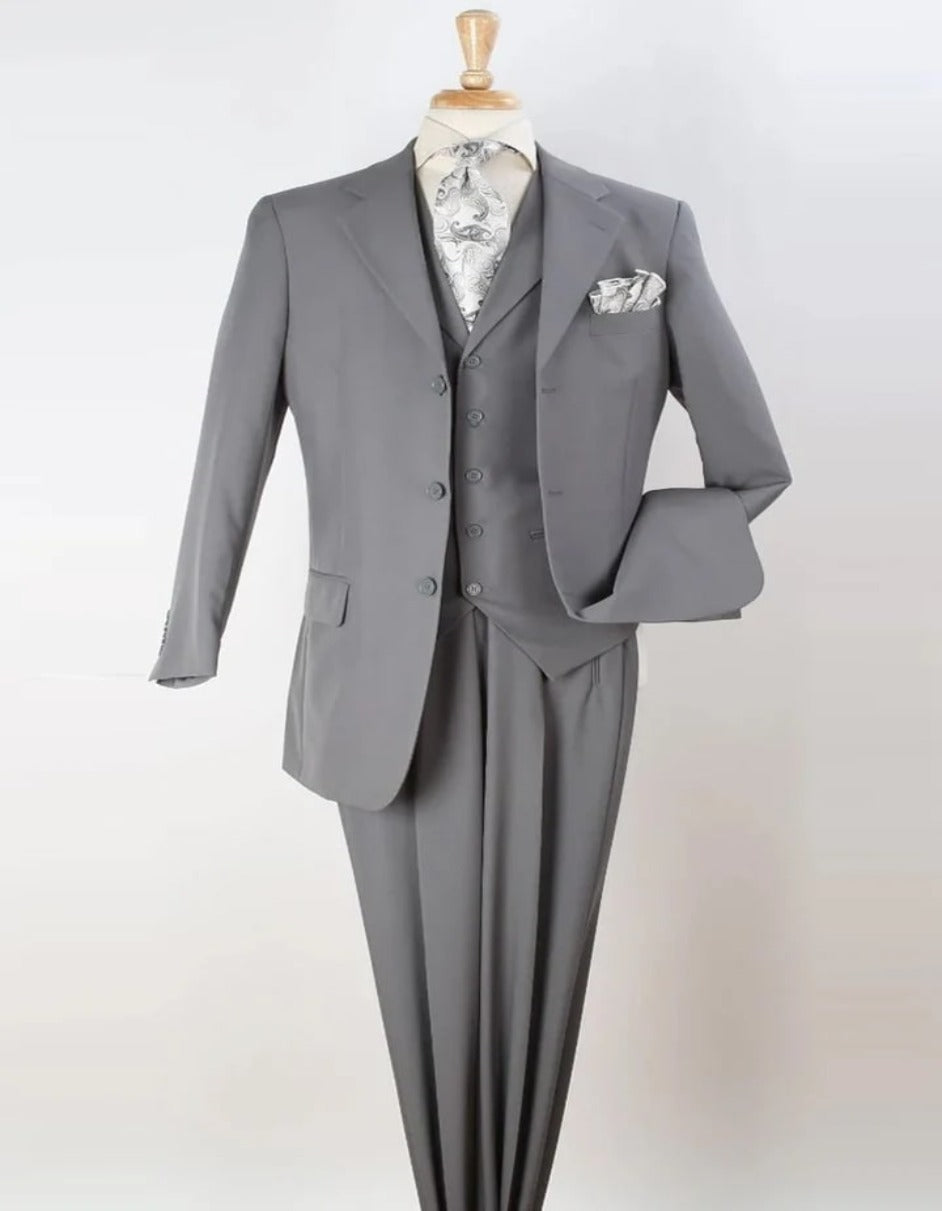 Three Button Classic Fit Light Grey Suit