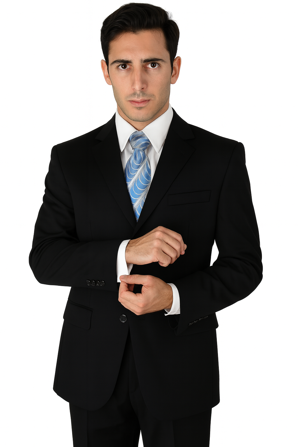 Milano Moda 3-Button Navy Suit for Men