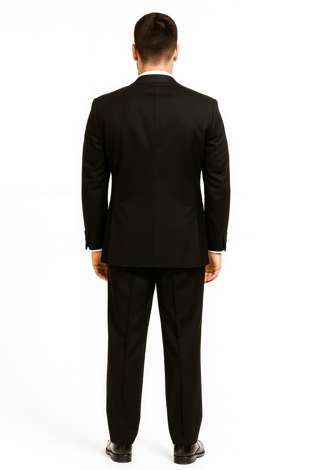 Men's 2 Button Black Regular Basic Cut Flat Front Pants Three Piece Suit