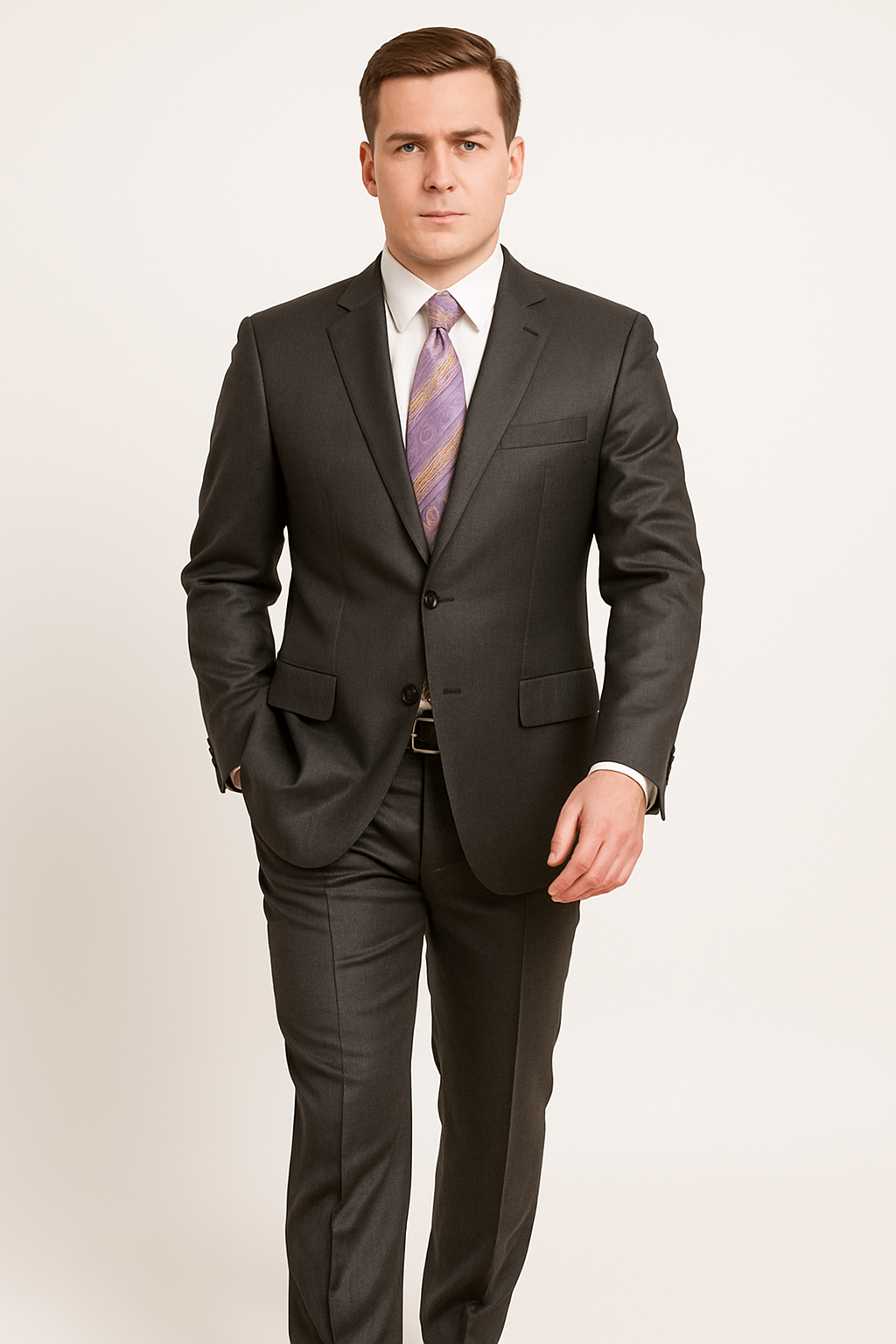 Mens Sharkskin Suits Two Button Suit New Edition Shiny Sharkskin Dark Brown