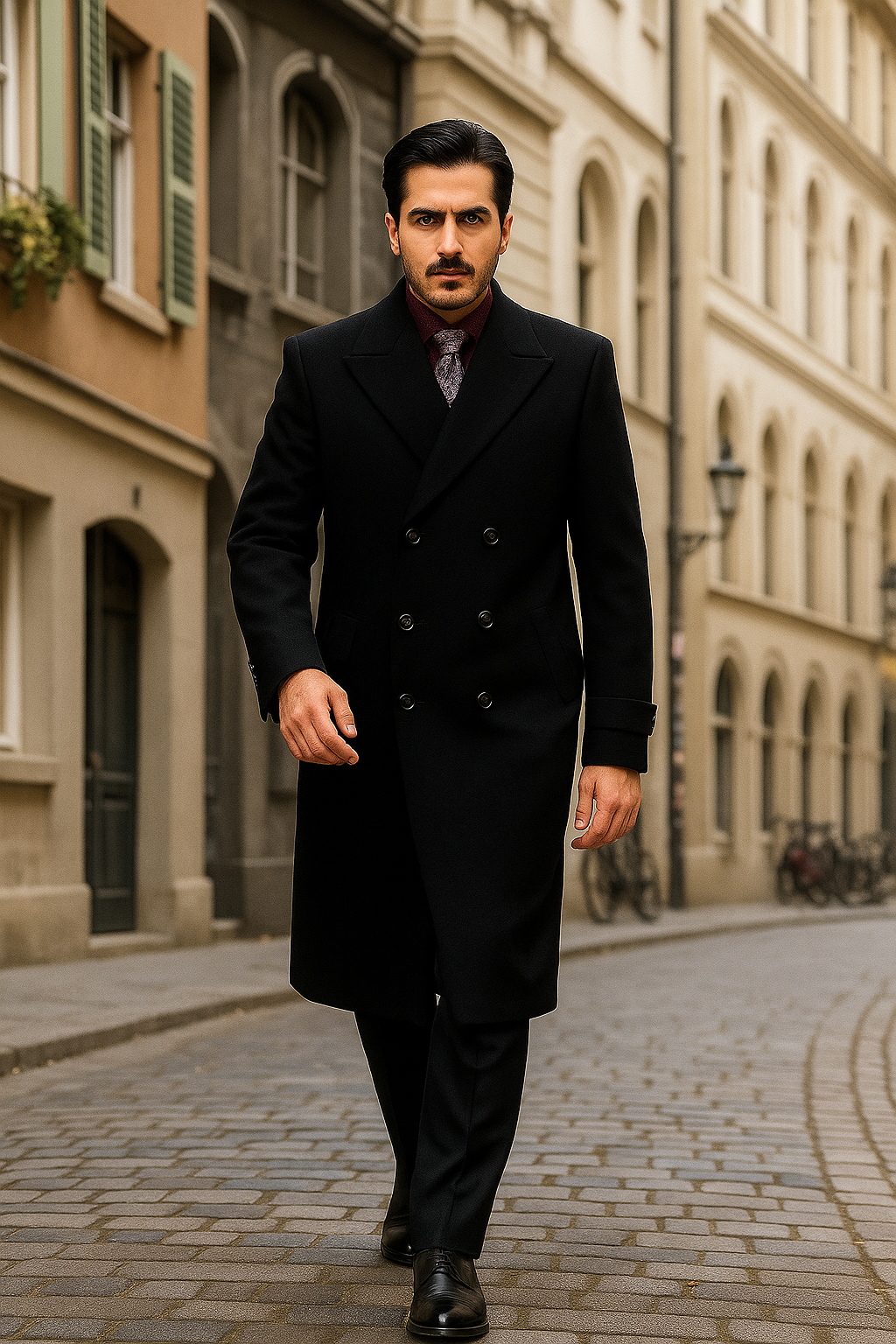 Apollo King Men's Full Length Top Coat Banded Wrists