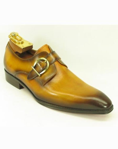 Men's Leather Fashionable Carrucci Buckle Style Cognac Shoes