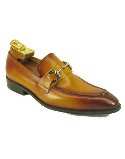 Men's Cognac Leather Fashionable Carrucci Slip On Style Ombre Shoes