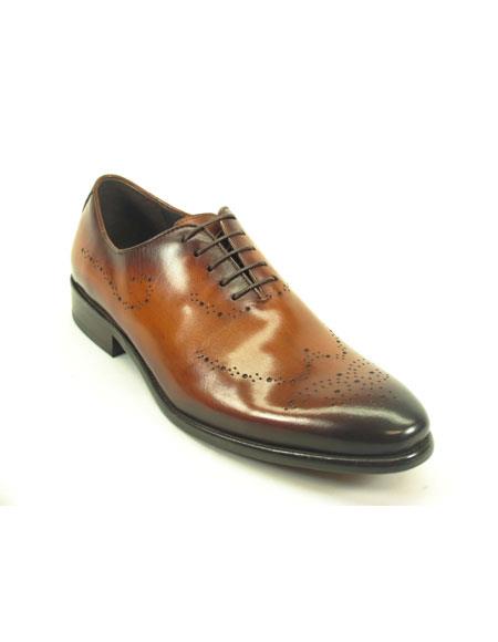 Men's Fashionable Carrucci Cognac Lace Up Leather Shoe