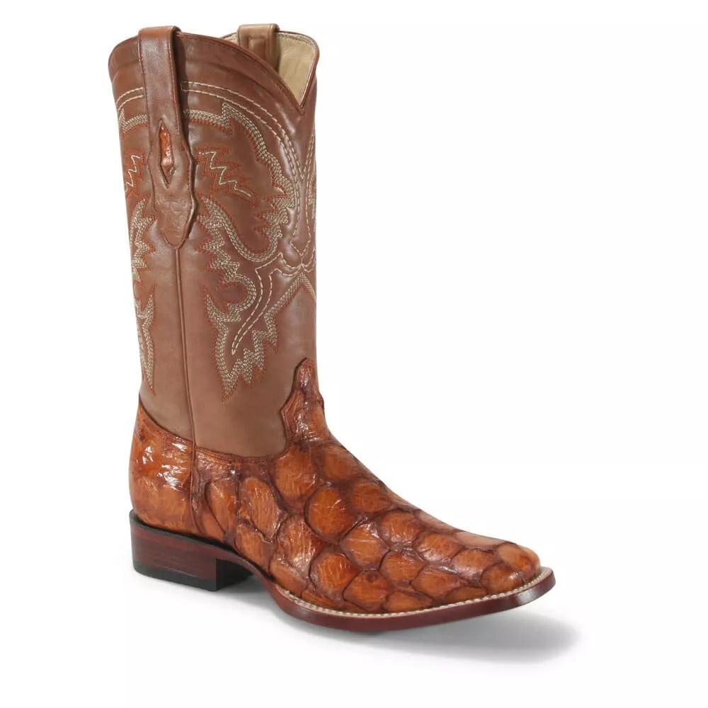 Los Altos Cognac Pirarucu Boots Square Toe