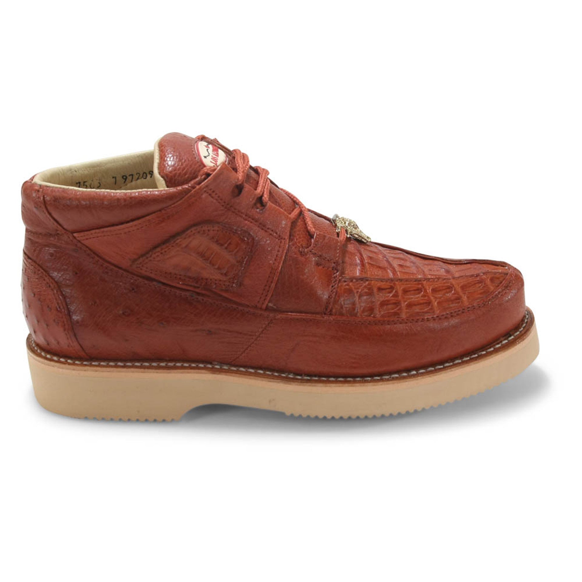 Cognac Caiman & Ostrich Leather Shoes