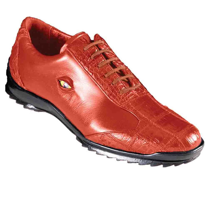 Los Altos Cognac Caiman Crocodile Patch Work Sneakers