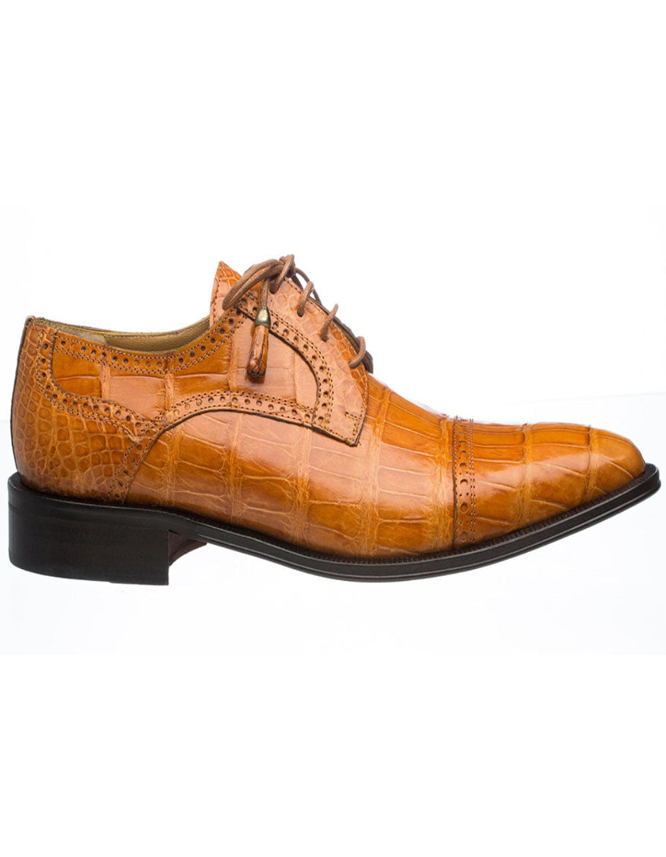 Ferrini 216 Alligator Cap Toe Shoes Cognac