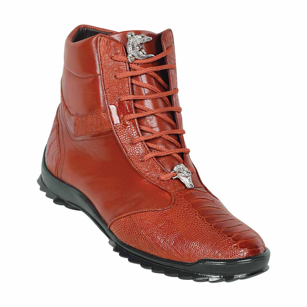 Los Altos Ostrich Leg Cognac Casual Ankle Boot
