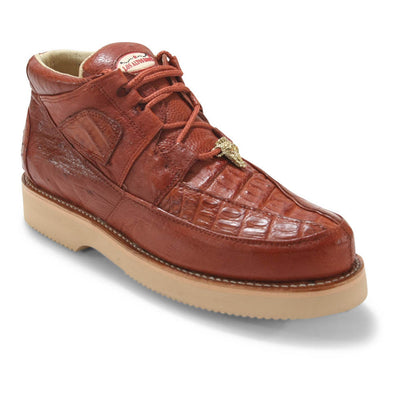 Cognac Caiman & Ostrich Leather Shoes