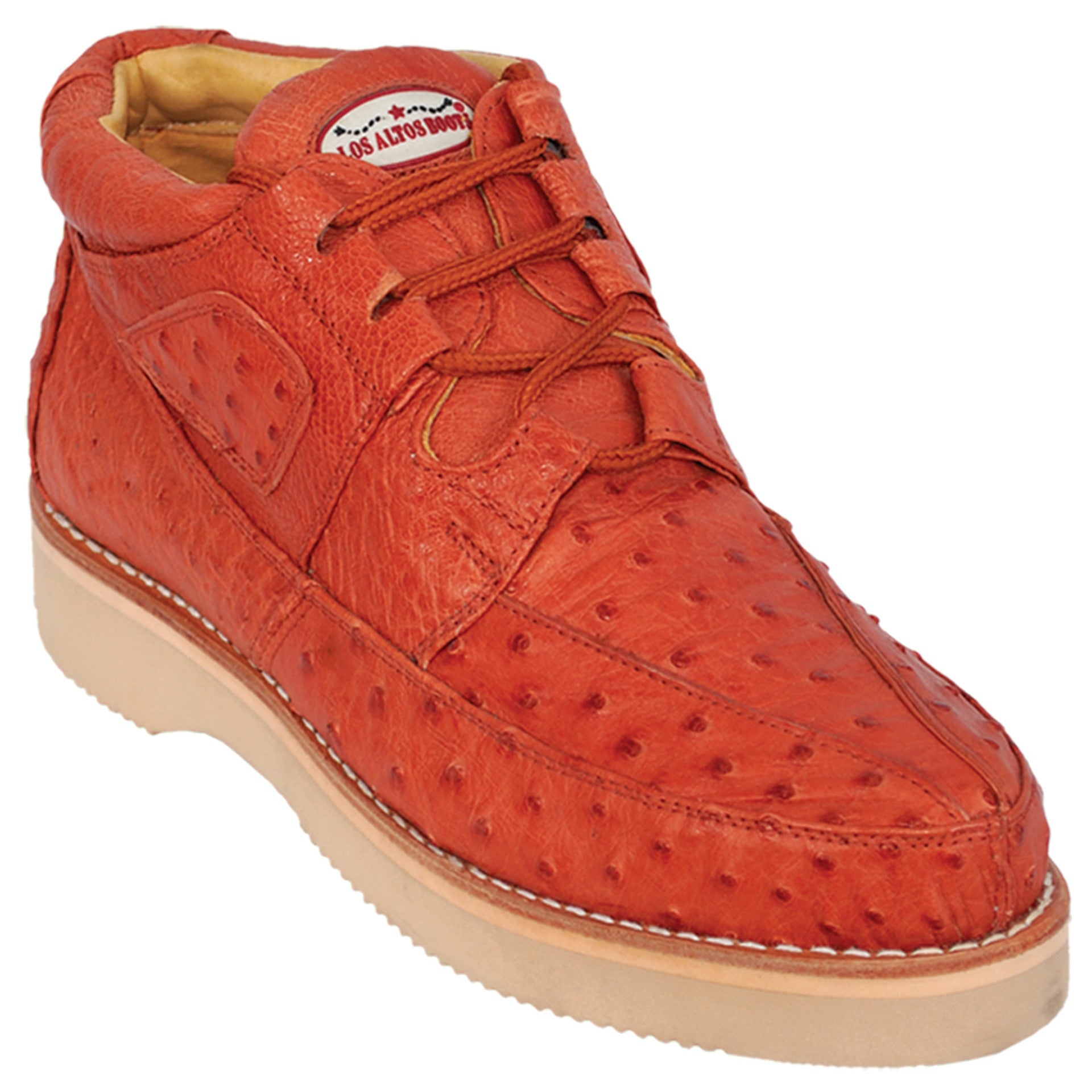 Ostrich Skin Cognac Sneakers by Los Altos
