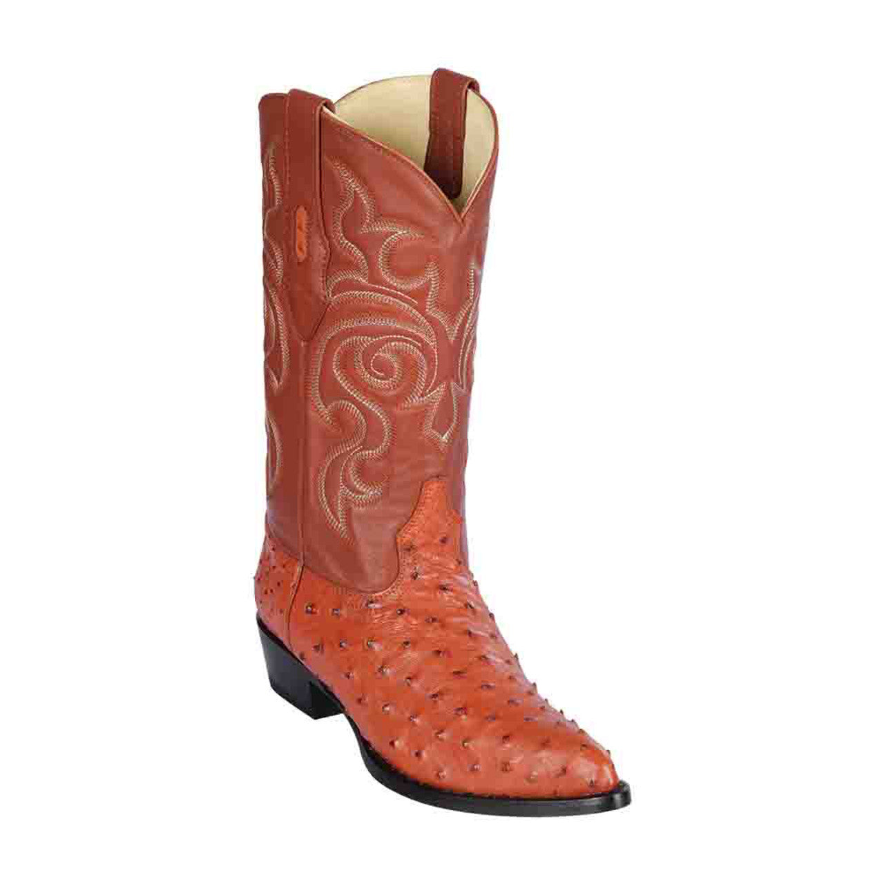 Los Altos Cognac J-Toe Western Ostrich Boots