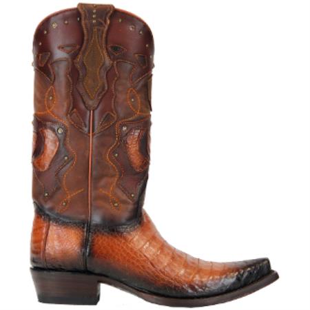 Men's Cognac Leather Lining Traditional Leather Sole Dress Cowboy Boot Cheap Priced For Sale Online
