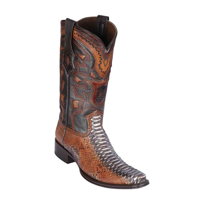 Rustic Cognac Python Square Toe Men’s Boot