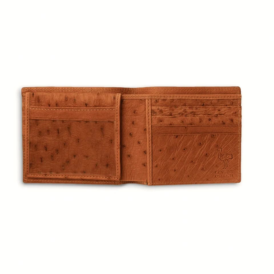 Ferrini Full Quill Ostrich Billfold - Cognac